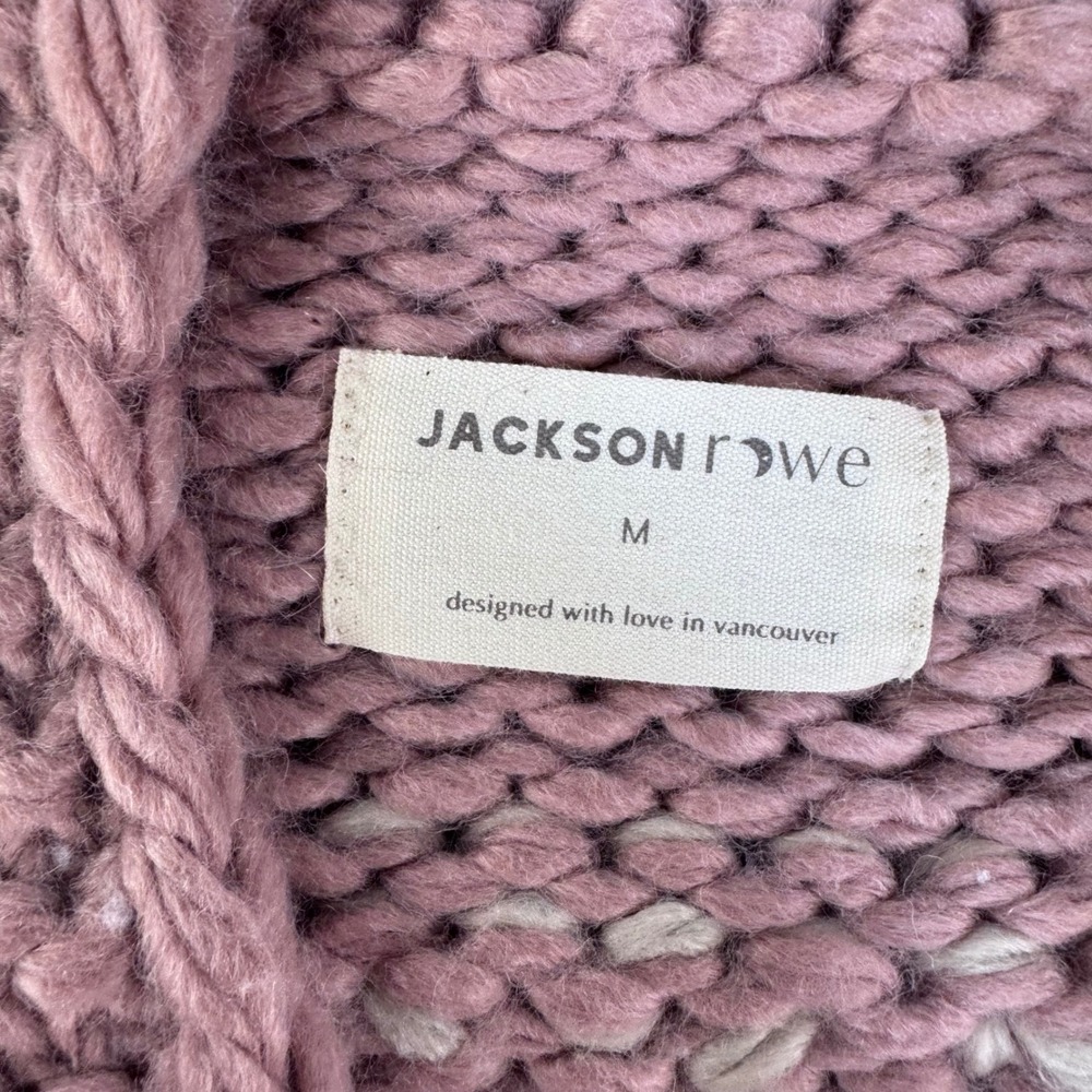 Jackson Rowe Womens Chunky Hand Knit Zip Up Cardigan Sweater Mauve Medium NWT - Picture 4 of 9